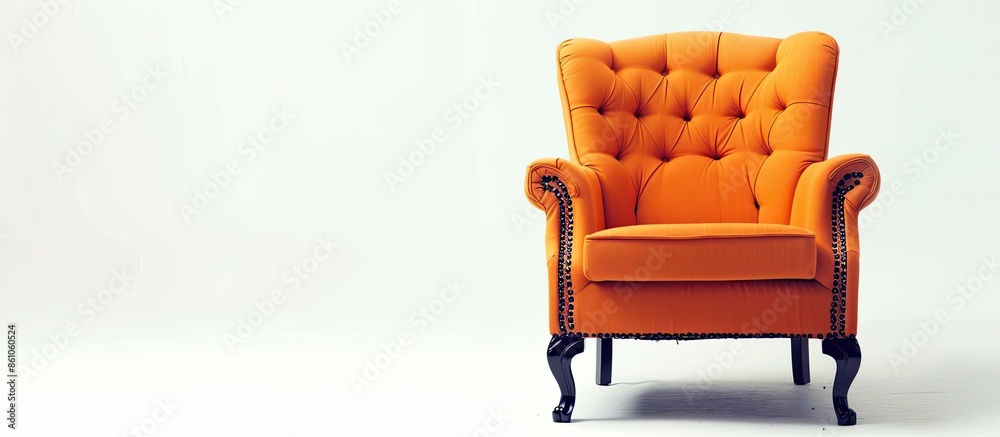 Aufkleber color wooden and fabric chair isolated on white. with copy space image. place for adding text or des