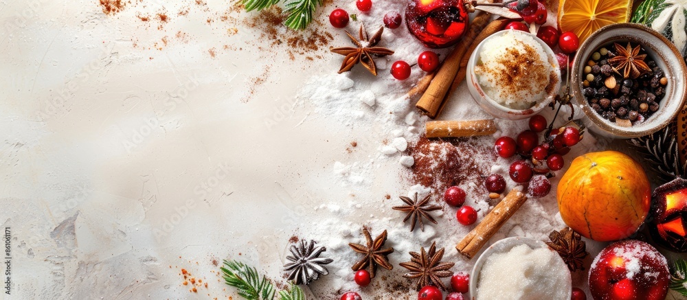 Leinwandbilder spices stew ingredients on a pastel background. christmas. with copy space image. place for adding t