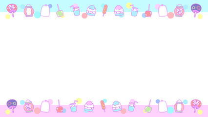 夏祭りのイラストセットフレーム⭐︎PNG