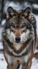 Obraz premium Majestic Lone Wolf in the Dark Forest. Wild Nature Theme concept