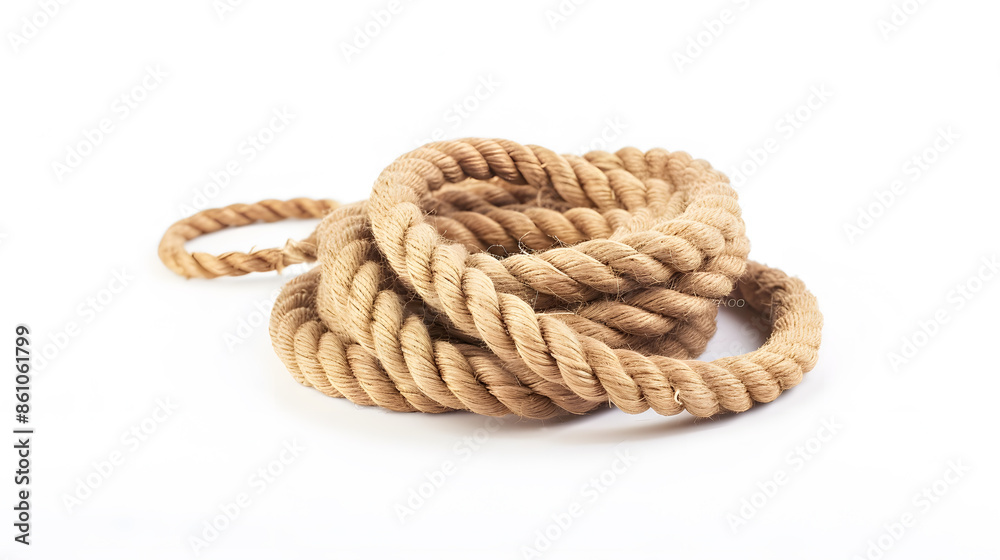 Poster coiled rope knot isolated over a white background : generative ai