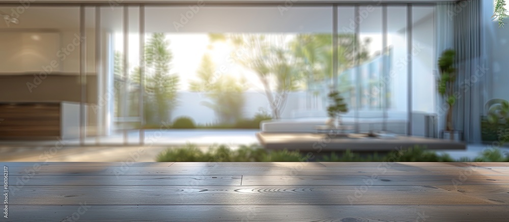 Poster blurred room with modern house interior bokeh background. with copy space image. place for adding te