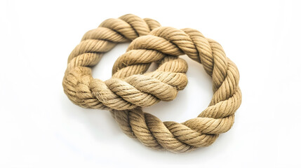 Fototapeta premium Coiled rope knot isolated over a white background : Generative AI