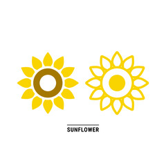 シンプルな花のアイコン2個セット　ひまわり