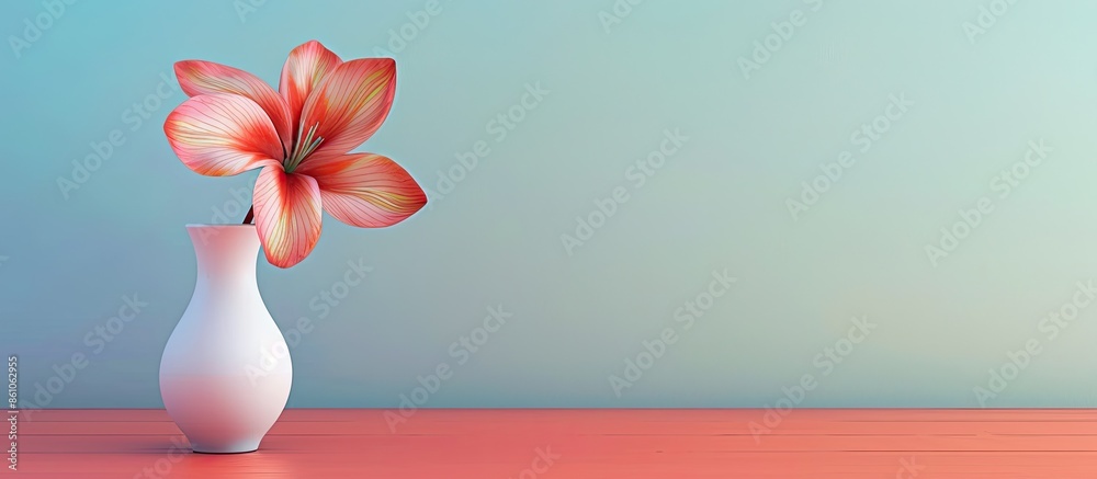 Leinwandbilder plastic flower in vase on table. with copy space image. place for adding text or design