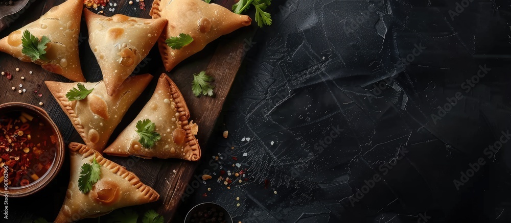 Poster samosa food social media template design. copy space image. place for adding text or design