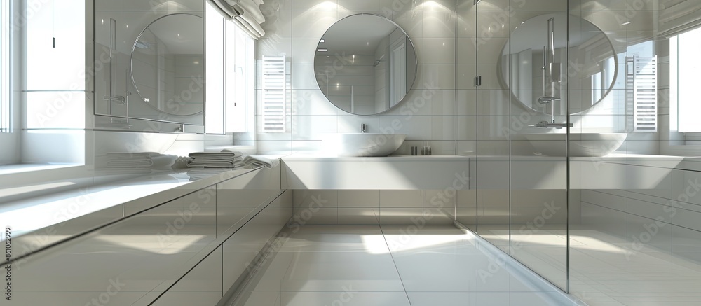 Fototapete bathroom with sink and mirror. with copy space image. place for adding text or design