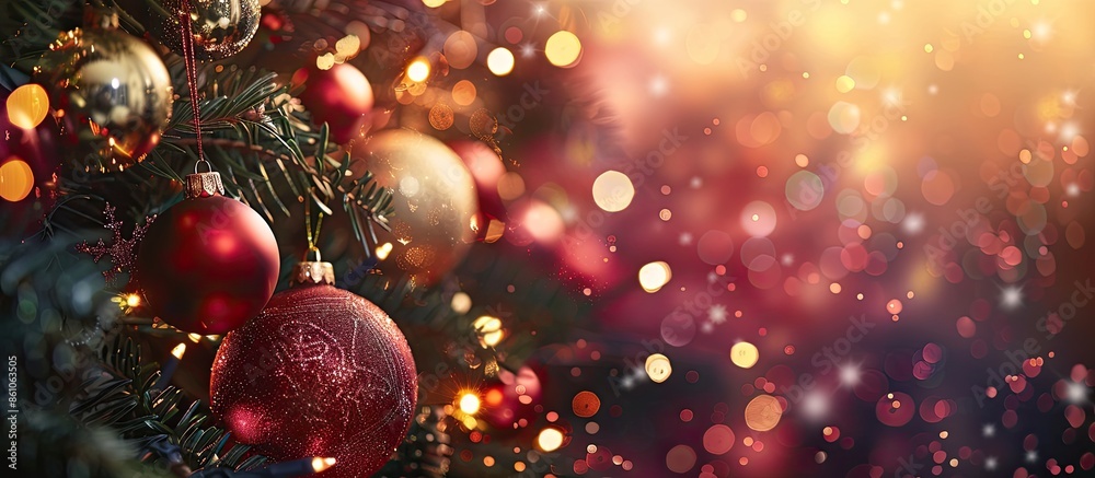 Poster merry christmas and happy new year congratulation on cozy festive background . with copy space image