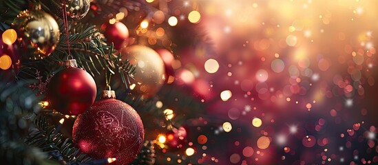 Merry Christmas and Happy New Year congratulation on cozy festive background . with copy space image. Place for adding text or design