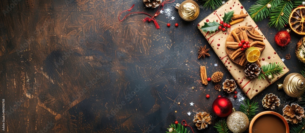 Poster christmas table setting. holiday decorations. decor. new year celebration. table served for christma