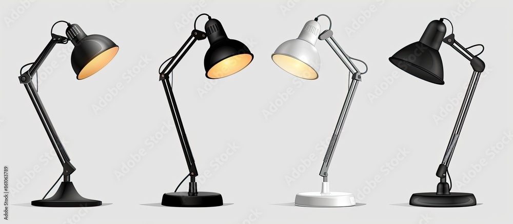 Poster Set of office lamps, raster version. with copy space image. Place for adding text or design