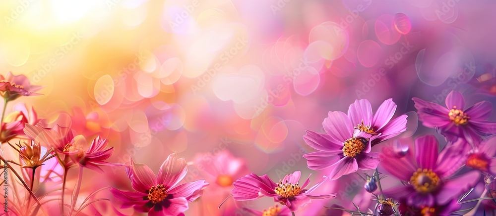 Aufkleber colorful flowers with colorful backgrounds as well, love concept, templates for design. with copy sp
