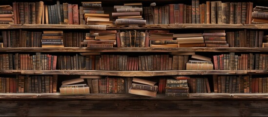 distorted wood bookshelf. with copy space image. Place for adding text or design
