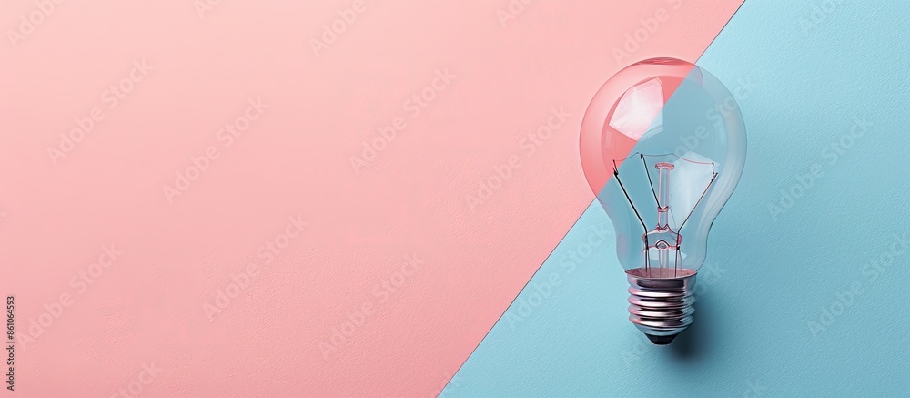 Poster light bulb on pastel background Technology  Isolated. with copy space image. Place for adding text or design