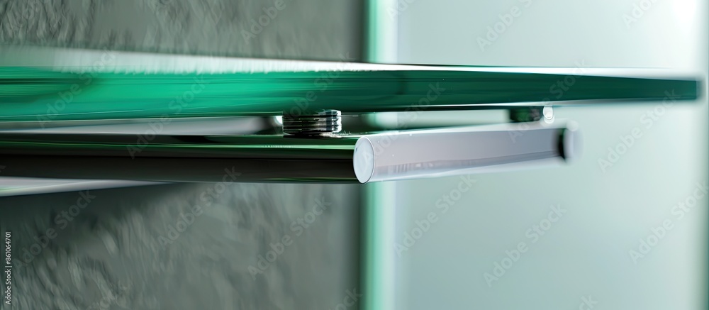 Poster glass shelf metal holder detail. with copy space image. place for adding text or design