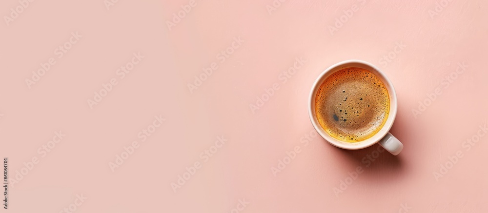 Poster americano kept on a plain pastel background. coffee. with copy space image. place for adding text or