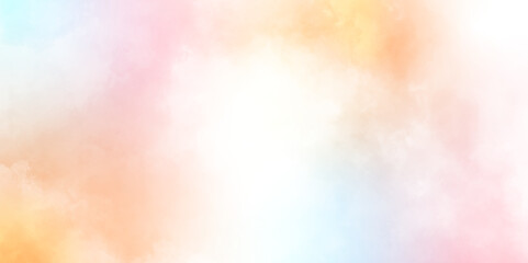 light pastel Gradient pink peach coral orange yellow blue white abstract watercolor art background. abstract sky background in sweet color. watercolor painting Freedom wallpaper concept, vector design