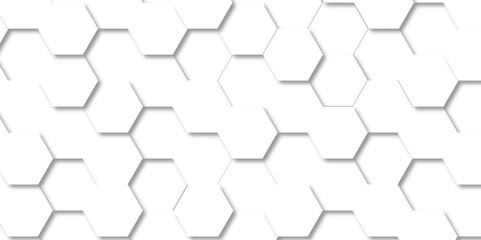 Abstract hexagon background. Futuristic abstract honeycomb mosaic white technology background. Surface polygon pattern with glowing hexagon paper texture and futuristic business. graphic concept.