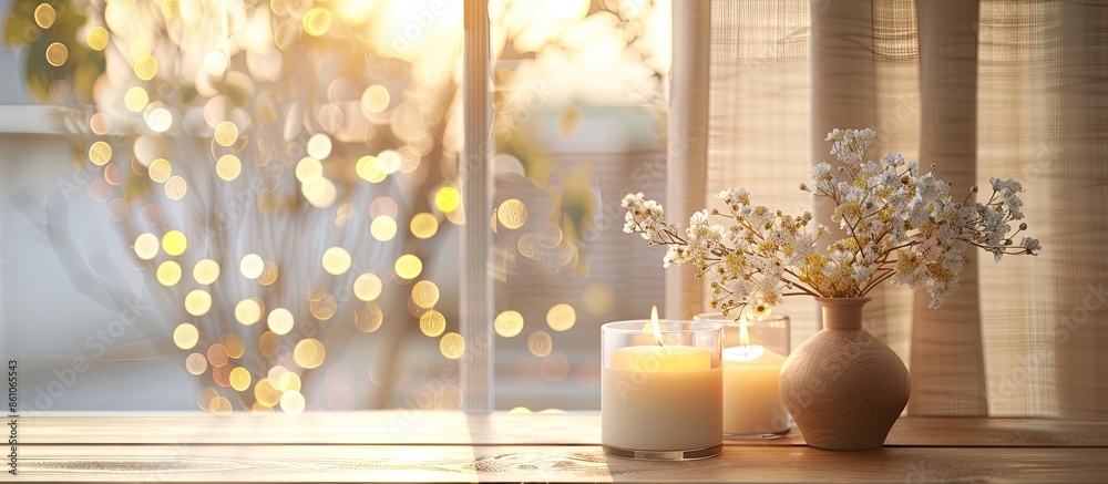 Aufkleber Stylish interior items for the home ,Bokeh light background. with copy space image. Place for adding text or design