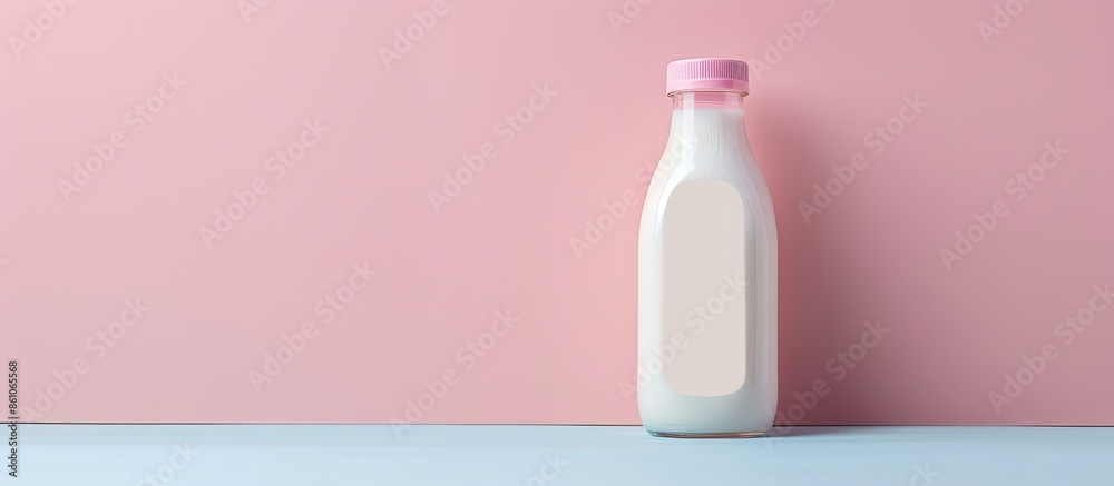 Aufkleber plastic milk bottle on pastel background. protein package. with copy space image. place for adding t
