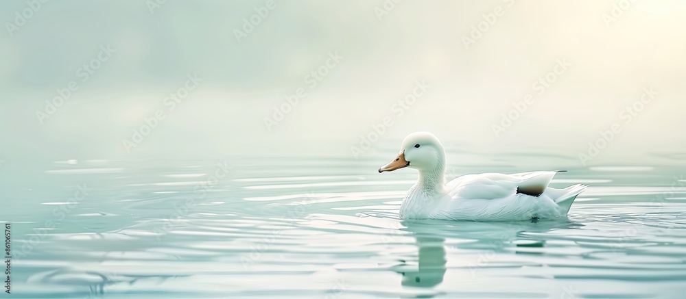 Poster white duck pastel background water isolated nature. with copy space image. place for adding text or 