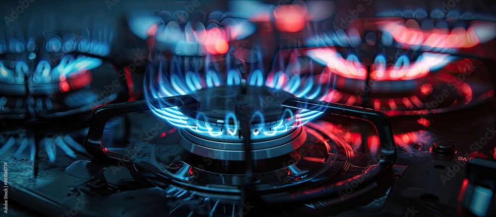 Leinwandbilder infrared radiation technology on ceramic pattern of gas stove. with copy space image. place for addi