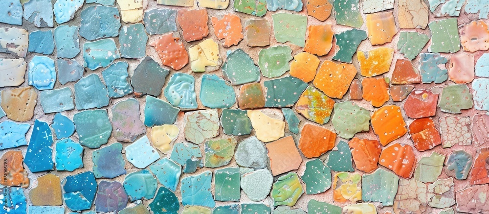 Aufkleber Colorful oil paint texture wall and floor decorative tiles design pattern background,. with copy space image. Place for adding text or design