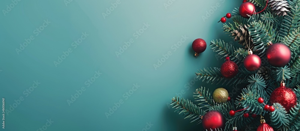 Leinwandbilder decorated christmas tree. . with copy space image. place for adding text or design