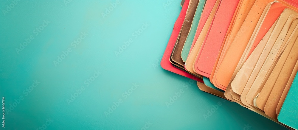Poster Rotary Card Index on pastel background Rolodex  Isolated. with copy space image. Place for adding text or design