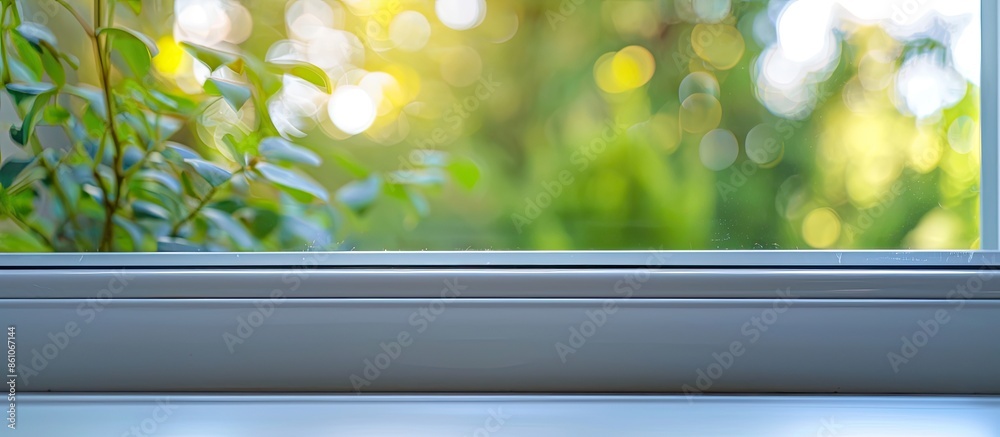 Poster closeup shot of plastic vinyl window with aeration. with copy space image. place for adding text or 