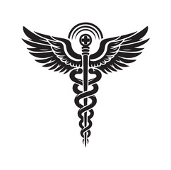 CADUCEUS SYMBOL silhouette vector illustration 