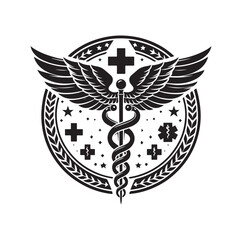 CADUCEUS SYMBOL silhouette vector illustration 