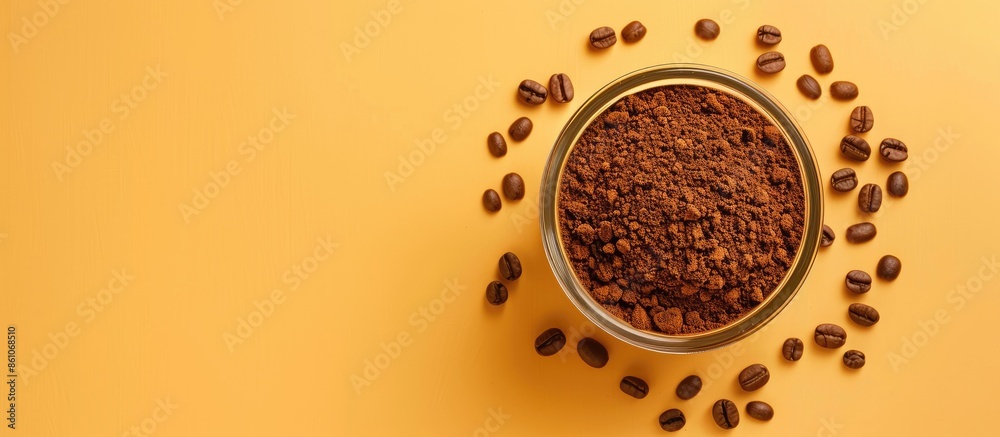 Leinwandbilder instant coffee isolated on a background. top view. pastel background. with copy space image. place f