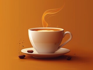 Obraz premium Minimalist vector art of an espresso shot with a coffee cup and saucer. 