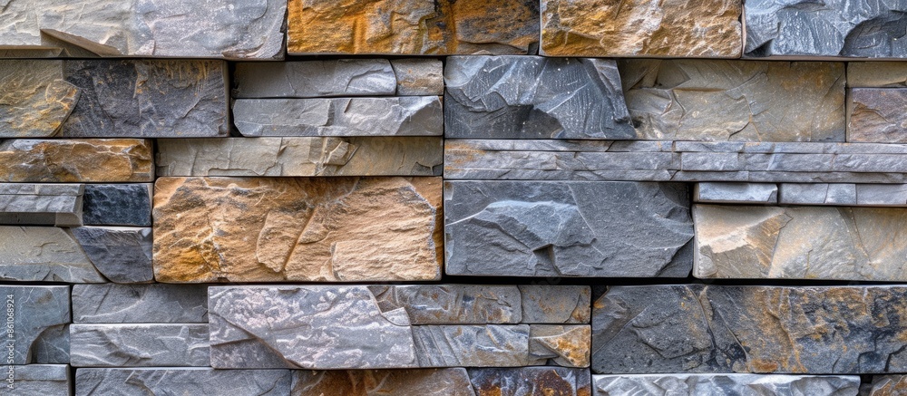 Poster Stone brick wall textured background pattern. with copy space image. Place for adding text or design