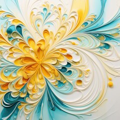 Vibrant Abstract Swirling Patterns in Yellow, Blue, and White
