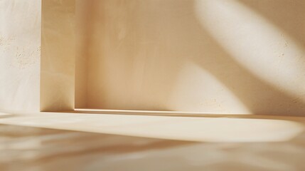 Light sand indoor wall, diffused natural light, subtle tones of beige and tan, creating a peaceful atmosphere.
