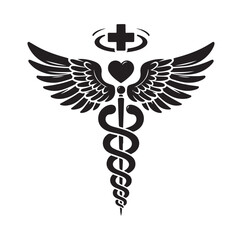CADUCEUS SYMBOL silhouette vector illustration 
