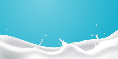 Abstract wave milk on blue background, vector illustration and design.