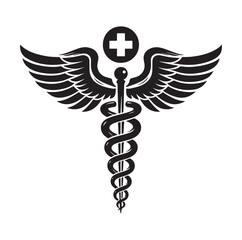 CADUCEUS SYMBOL silhouette vector illustration 