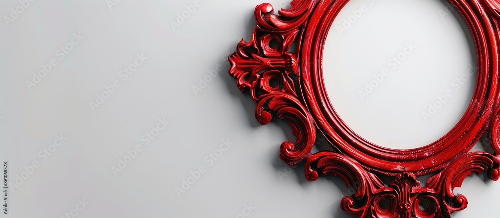 Poster antique red frame isolated on white background. with copy space image. Place for adding text or design