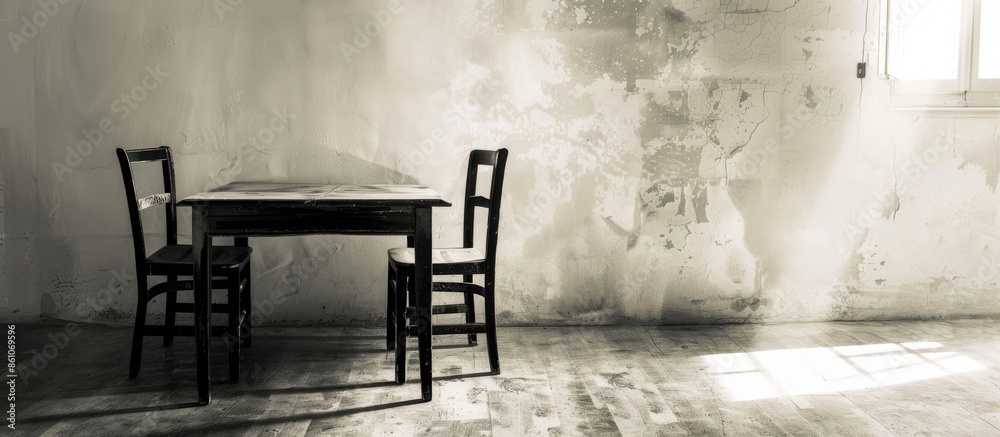 Aufkleber table and chairs. with copy space image. Place for adding text or design