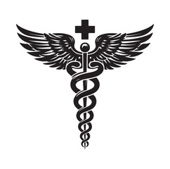 CADUCEUS SYMBOL silhouette vector illustration 