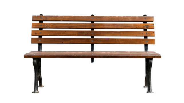 A wooden bench. Isolated on transparent background.