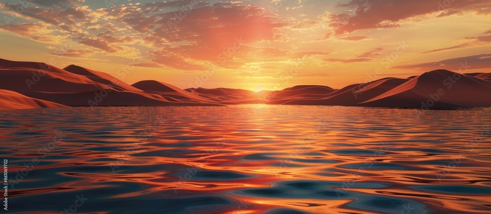 Aufkleber a desert pool at sunset. Copy space image. Place for adding text or design