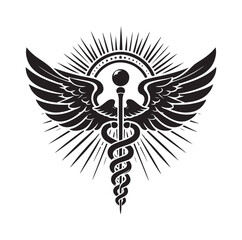 CADUCEUS SYMBOL silhouette vector illustration 