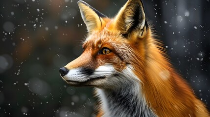 Fototapeta premium Red fox on dark background. 