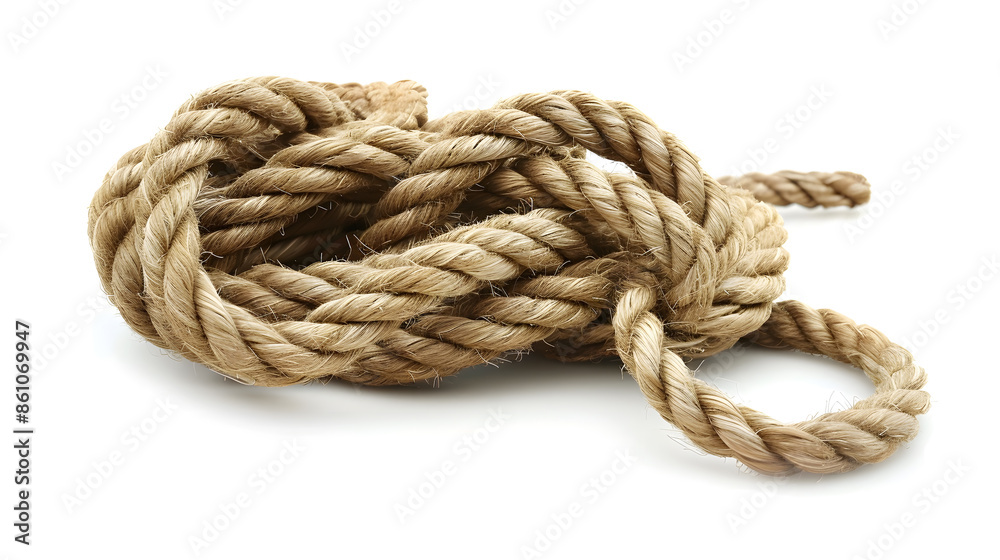 Poster coiled rope knot isolated over a white background : generative ai