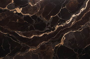 Close-up of abstract black marble with elegant golden veins creating luxurious and sophisticated backdrop