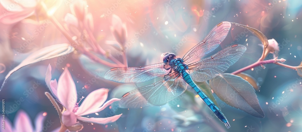 Fototapete Dragonfly pastel background    Abstract  Flower. with copy space image. Place for adding text or design